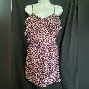 Rebecca Taylor 100% Silk Blue and Orange Ruffled Tiered Sundress